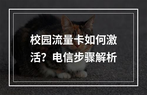 校园流量卡如何激活？电信步骤解析