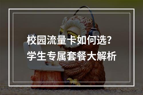 校园流量卡如何选？学生专属套餐大解析