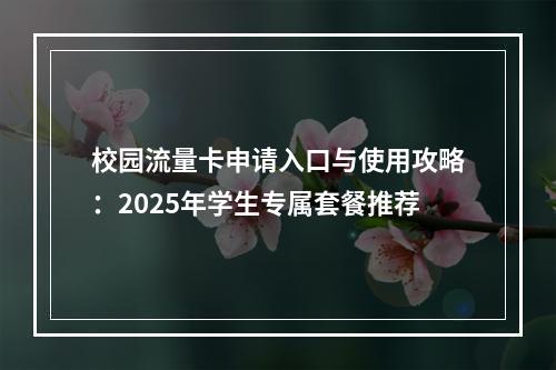校园流量卡申请入口与使用攻略：2025年学生专属套餐推荐