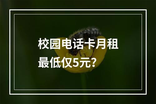 校园电话卡月租最低仅5元？