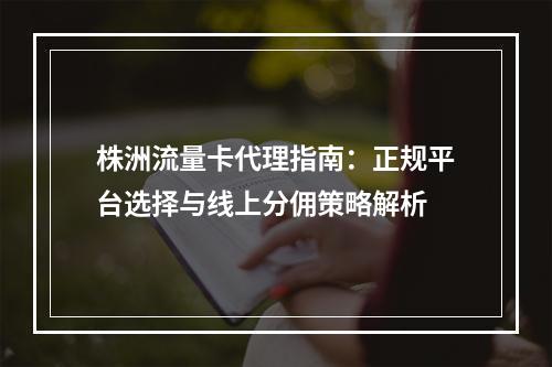 株洲流量卡代理指南：正规平台选择与线上分佣策略解析