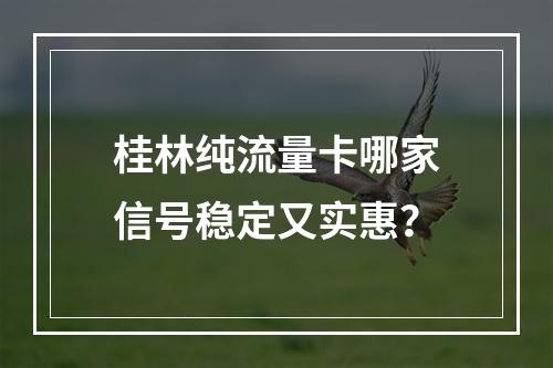 桂林纯流量卡哪家信号稳定又实惠？