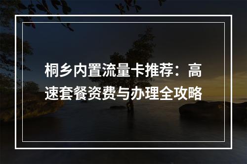 桐乡内置流量卡推荐：高速套餐资费与办理全攻略