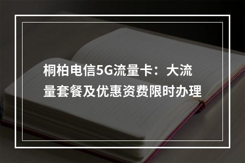 桐柏电信5G流量卡：大流量套餐及优惠资费限时办理