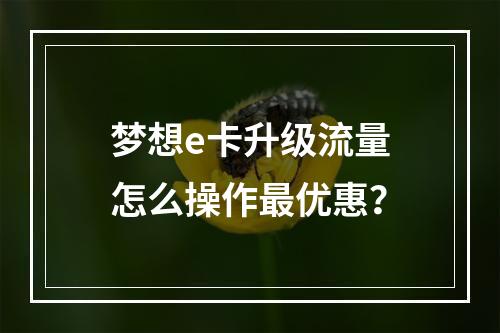 梦想e卡升级流量怎么操作最优惠？