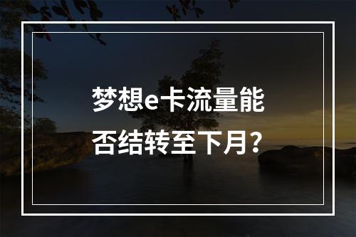 梦想e卡流量能否结转至下月？