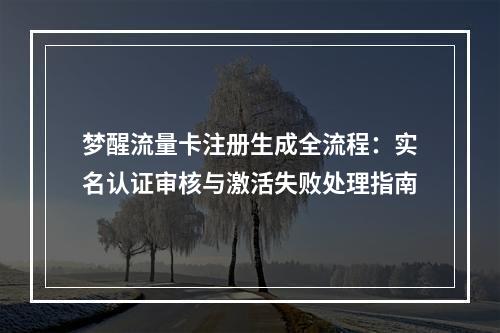 梦醒流量卡注册生成全流程：实名认证审核与激活失败处理指南