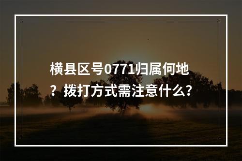 横县区号0771归属何地？拨打方式需注意什么？