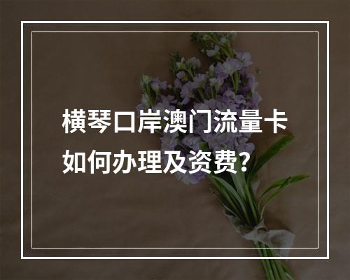横琴口岸澳门流量卡如何办理及资费？