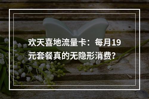 欢天喜地流量卡：每月19元套餐真的无隐形消费？