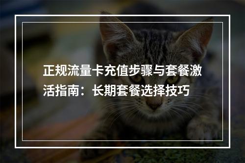 正规流量卡充值步骤与套餐激活指南：长期套餐选择技巧