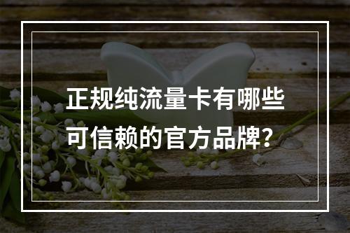 正规纯流量卡有哪些可信赖的官方品牌？