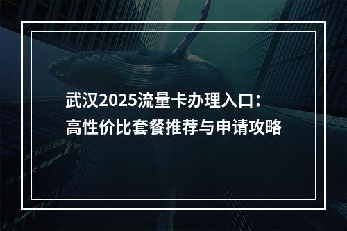 武汉2025流量卡办理入口：高性价比套餐推荐与申请攻略
