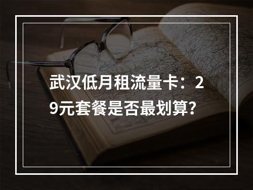 武汉低月租流量卡：29元套餐是否最划算？