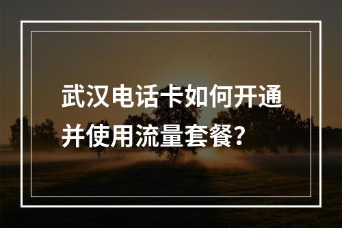 武汉电话卡如何开通并使用流量套餐？