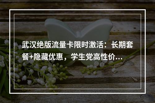 武汉绝版流量卡限时激活：长期套餐+隐藏优惠，学生党高性价比首选