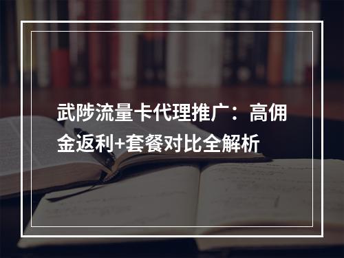 武陟流量卡代理推广：高佣金返利+套餐对比全解析