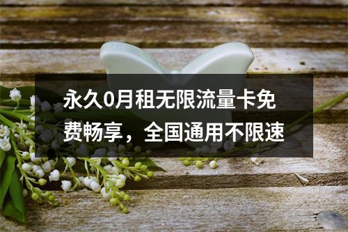 永久0月租无限流量卡免费畅享，全国通用不限速