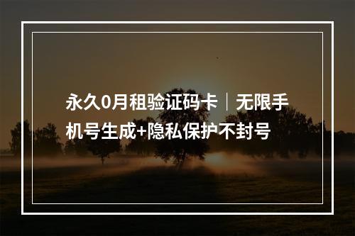 永久0月租验证码卡｜无限手机号生成+隐私保护不封号