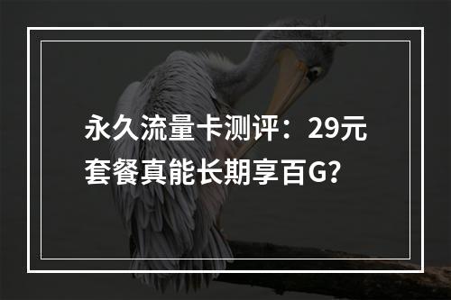 永久流量卡测评：29元套餐真能长期享百G？