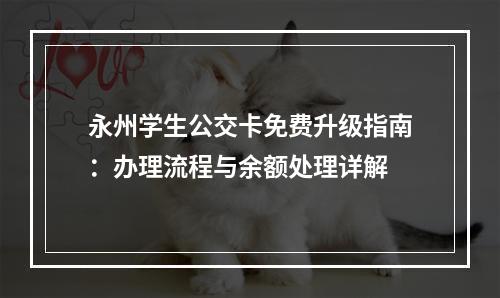 永州学生公交卡免费升级指南：办理流程与余额处理详解