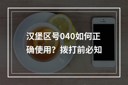 汉堡区号040如何正确使用？拨打前必知