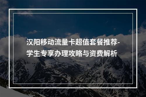 汉阳移动流量卡超值套餐推荐-学生专享办理攻略与资费解析