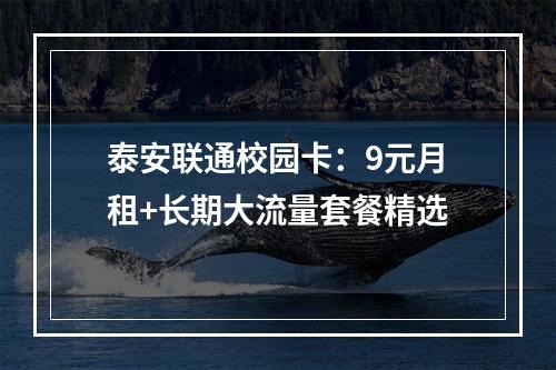 泰安联通校园卡：9元月租+长期大流量套餐精选