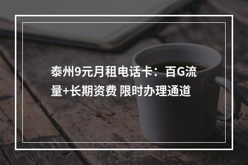 泰州9元月租电话卡：百G流量+长期资费 限时办理通道