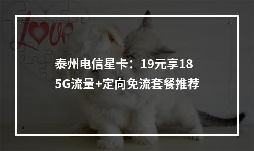 泰州电信星卡：19元享185G流量+定向免流套餐推荐