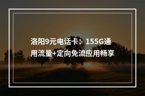 洛阳9元电话卡：155G通用流量+定向免流应用畅享