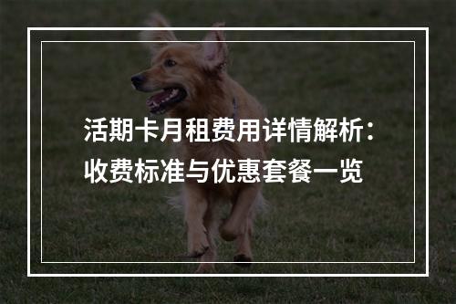 活期卡月租费用详情解析：收费标准与优惠套餐一览