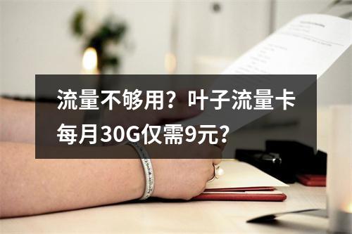 流量不够用？叶子流量卡每月30G仅需9元？