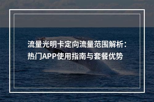 流量光明卡定向流量范围解析：热门APP使用指南与套餐优势