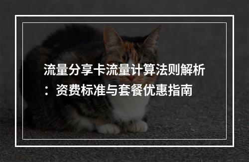 流量分享卡流量计算法则解析：资费标准与套餐优惠指南