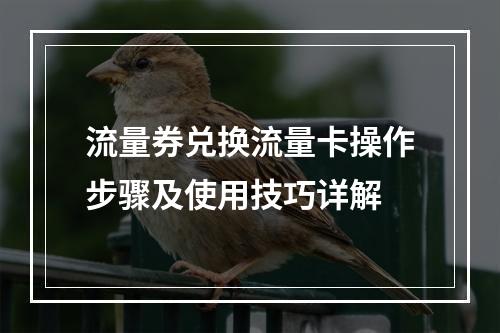 流量券兑换流量卡操作步骤及使用技巧详解