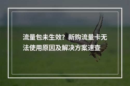 流量包未生效？新购流量卡无法使用原因及解决方案速查