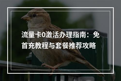 流量卡0激活办理指南：免首充教程与套餐推荐攻略