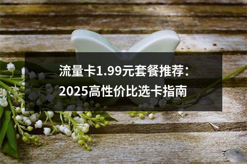流量卡1.99元套餐推荐：2025高性价比选卡指南