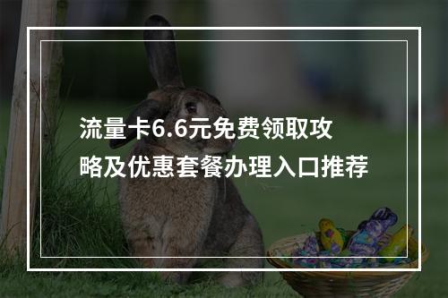 流量卡6.6元免费领取攻略及优惠套餐办理入口推荐