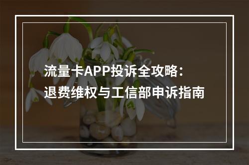 流量卡APP投诉全攻略：退费维权与工信部申诉指南