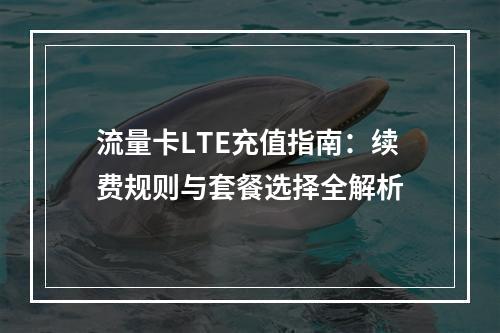 流量卡LTE充值指南：续费规则与套餐选择全解析