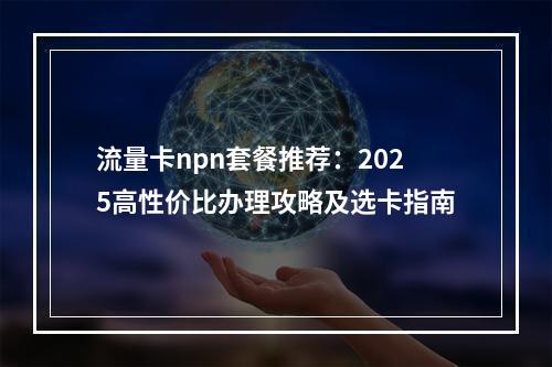 流量卡npn套餐推荐：2025高性价比办理攻略及选卡指南