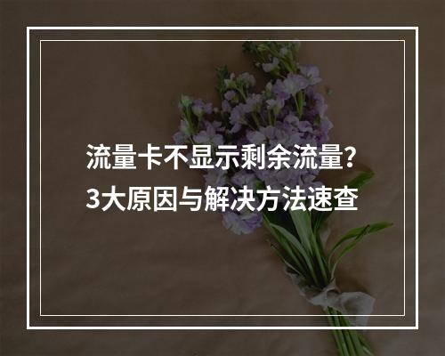 流量卡不显示剩余流量？3大原因与解决方法速查