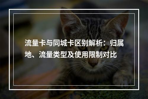 流量卡与同城卡区别解析：归属地、流量类型及使用限制对比