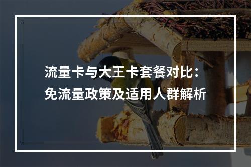 流量卡与大王卡套餐对比：免流量政策及适用人群解析