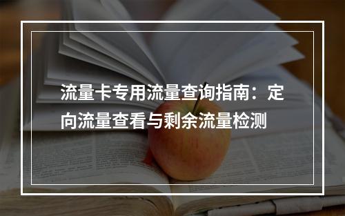 流量卡专用流量查询指南：定向流量查看与剩余流量检测