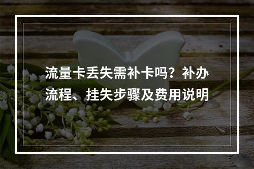 流量卡丢失需补卡吗？补办流程、挂失步骤及费用说明