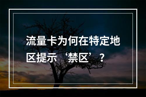 流量卡为何在特定地区提示‘禁区’？