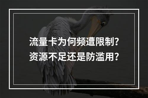 流量卡为何频遭限制？资源不足还是防滥用？